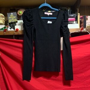 Size small Crave Fame NWT Black Long Sleeve Top with Ruched Shoulders